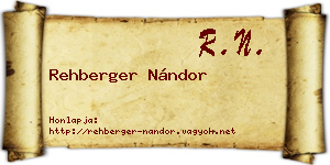 Rehberger Nándor névjegykártya